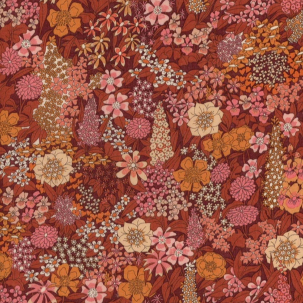 Liberty Art Fabric Tana Lawn Skinny Scarf Ciara Terra Cotta Gold Floral Bespoke - Picture 11 of 13
